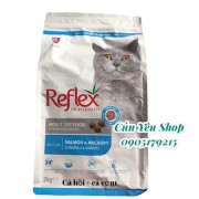 Thức ăn hạt Reflex mèo lớn vị cá hồi & cá cơm gói 2kg